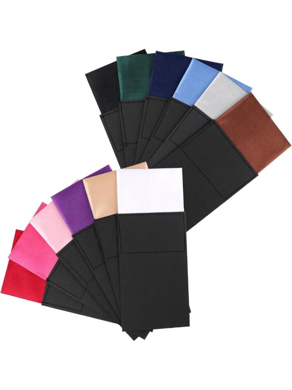 12 Pcs Flat Prefolded Pocket Squares for Men - 12 Colors, Stylish Polyester